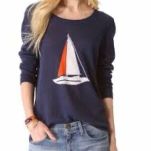 Sundry Womens Pullover Sweatshirt Multicolor Sailboat Long Sleeve Juniors 1